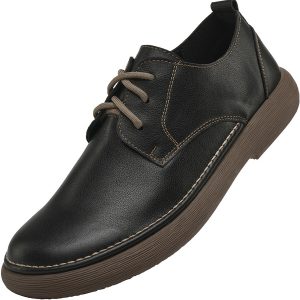 Men's Soft Leather Plain Toe Casual Shoes