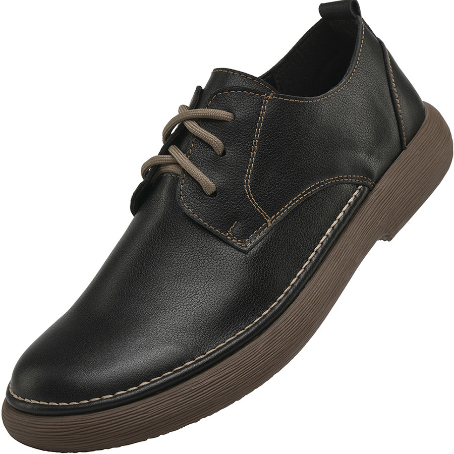 Men's Soft Leather Plain Toe Casual Shoes