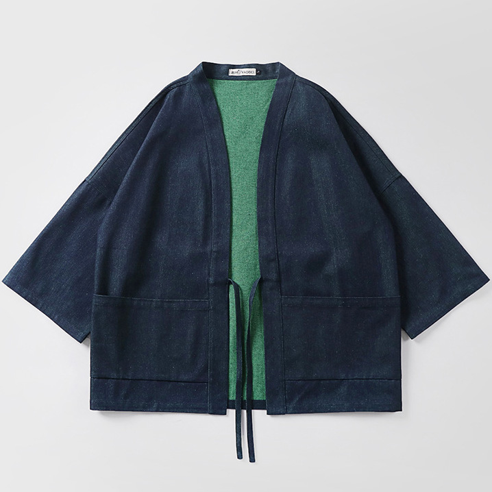 Plus Size Mens Denim Kimono Jacket And Pants Set - Image 3