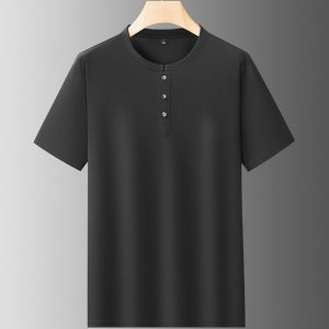 Mens Solid Henley Neck Cotton Blend T Shirt