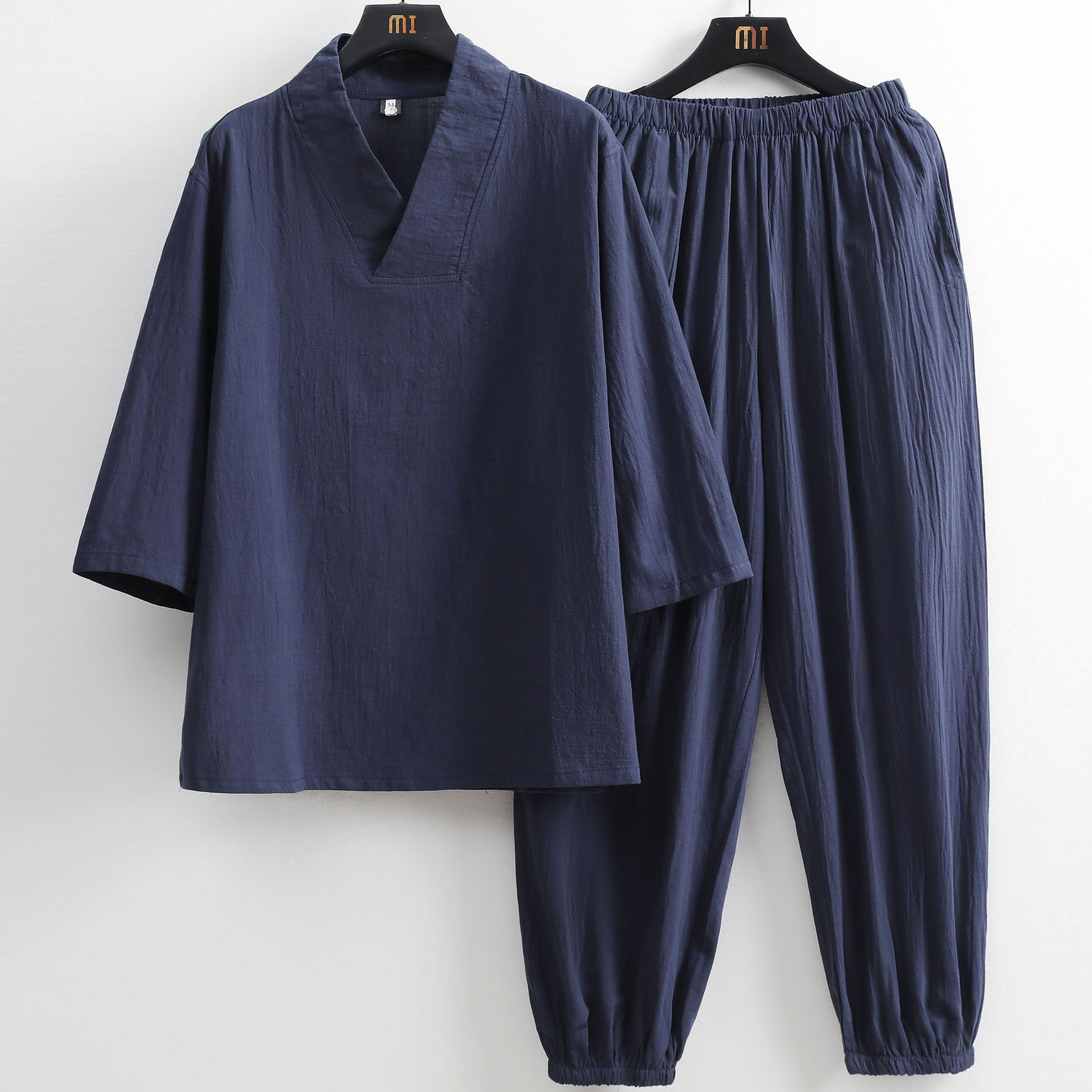 Mens Linen T Shirt and Long Pants Set - Image 3