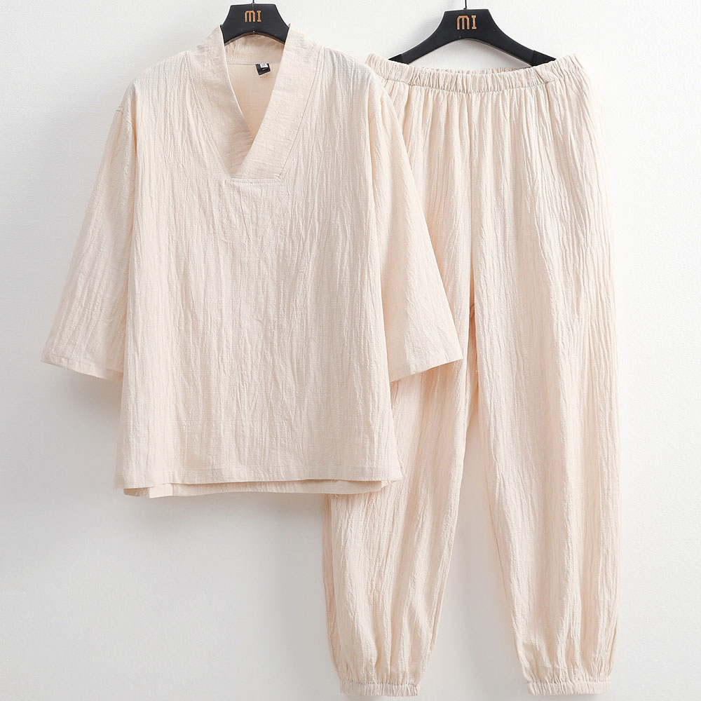 Mens Linen T Shirt and Long Pants Set - Image 4