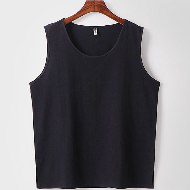 Plus Size Cotton Pullover Mens Sleeveless Shirts - Image 2