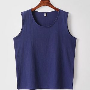 Plus Size Cotton Pullover Mens Sleeveless Shirts