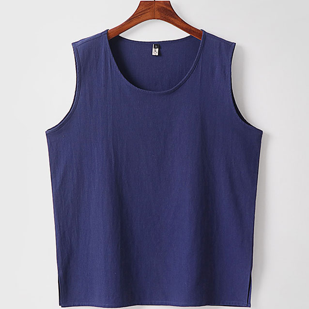 Plus Size Cotton Pullover Mens Sleeveless Shirts