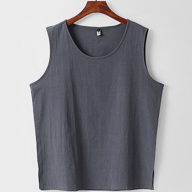 Plus Size Cotton Pullover Mens Sleeveless Shirts - Image 3