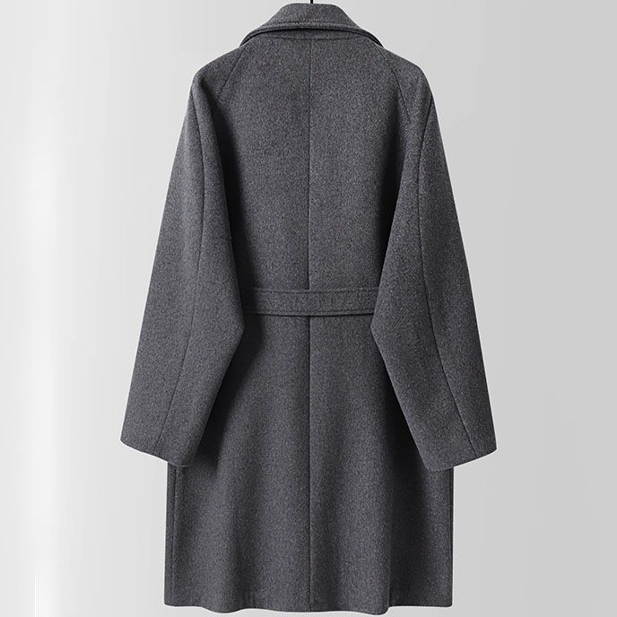 Big and Tall Mens Asymmetric Zip Up Wool Blend Overcoat - Image 7