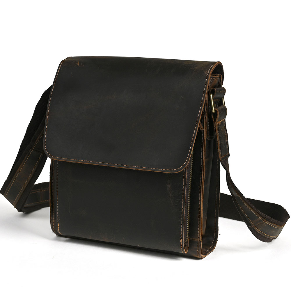 Men’s Crazy Horse Leather Casual Messenger Bag