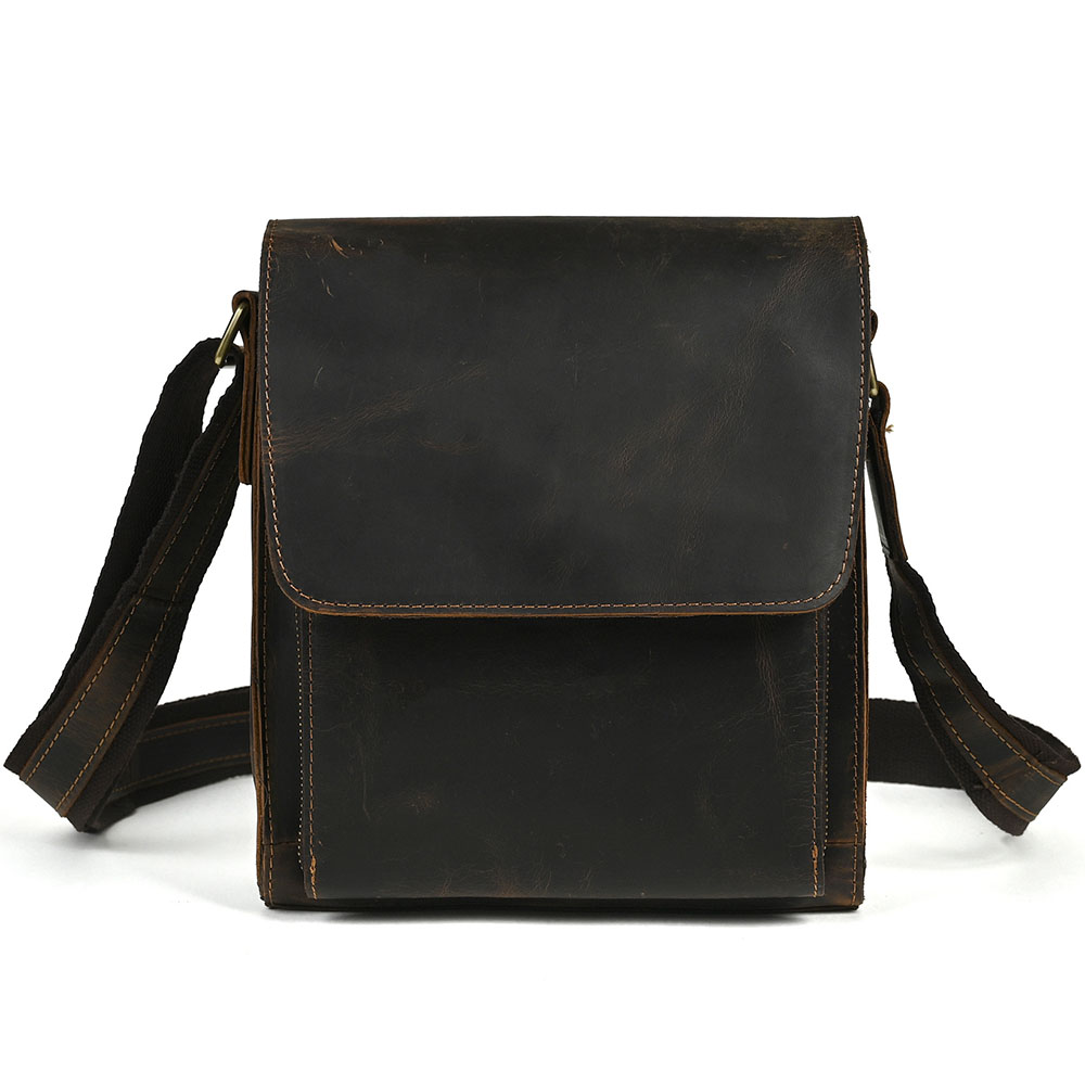 Men’s Crazy Horse Leather Casual Messenger Bag - Image 2