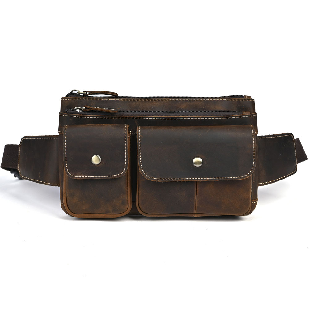 Men’s Leather Multi Compartment Belt Bag Crossbody