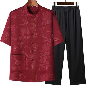 Men's Mandarin Collar Jacquard Chinese Traditional Outfit