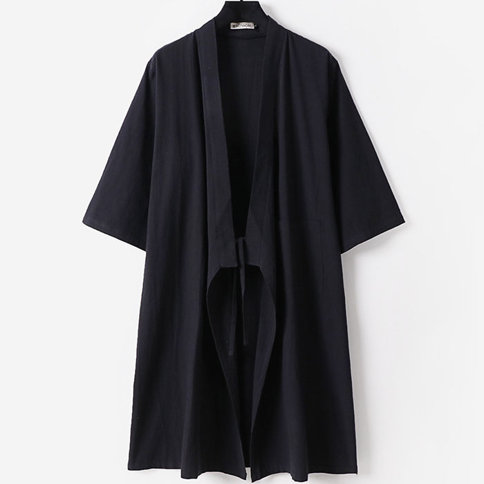 Men’s Plus Size Traditional Open Front Long Kimono Jacket - Image 4