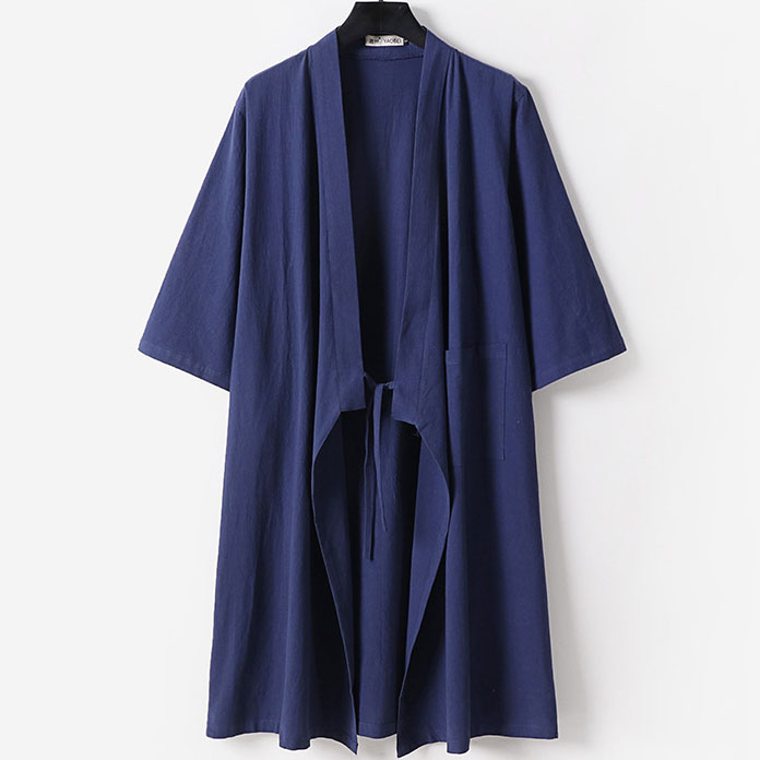 Men’s Plus Size Traditional Open Front Long Kimono Jacket - Image 2