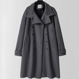 Oversized Vintage Inspired Double Breasted Wool Blend Overcoat