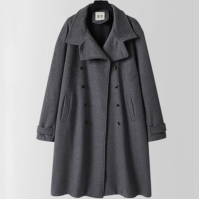 Oversized Vintage Inspired Double Breasted Wool Blend Overcoat