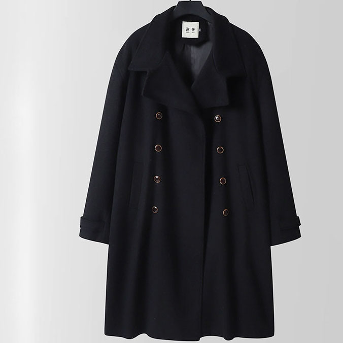 Oversized Vintage Inspired Double Breasted Wool Blend Overcoat - Image 2