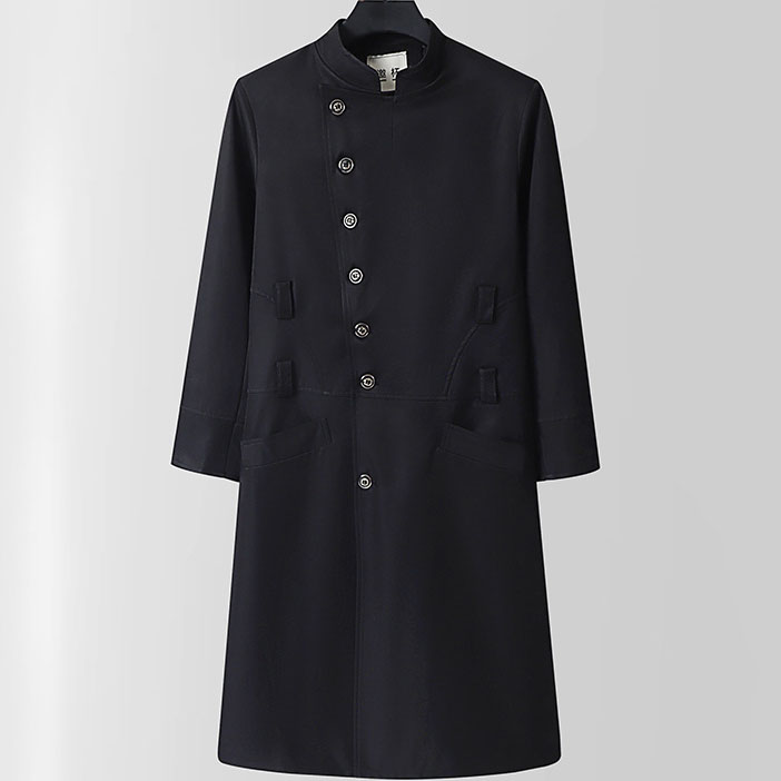 Plus Size Men’s Classic Double Strap Buttoned Long Overcoat - Image 4