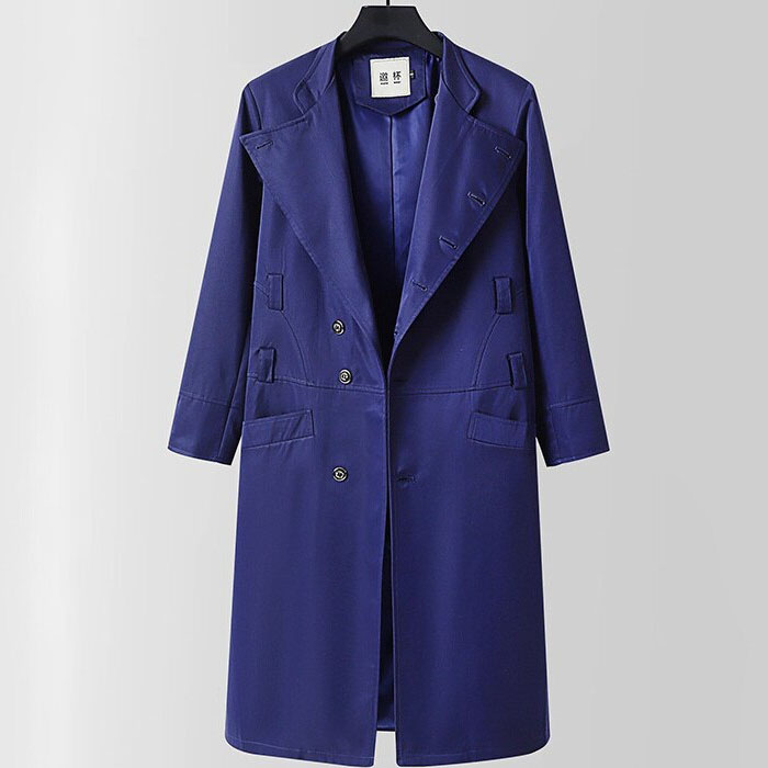 Plus Size Men’s Classic Double Strap Buttoned Long Overcoat - Image 5