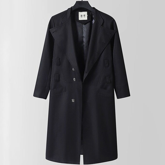 Plus Size Men’s Classic Double Strap Buttoned Long Overcoat - Image 6