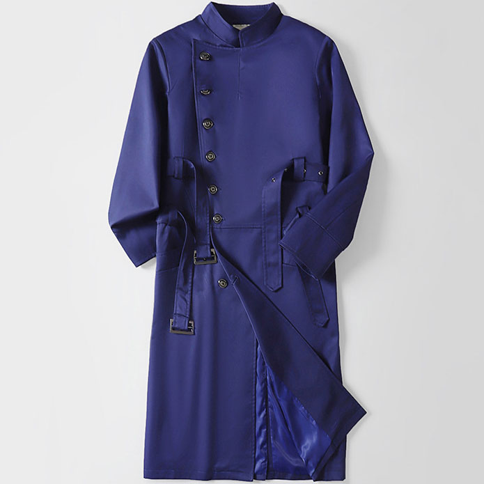 Plus Size Men’s Classic Double Strap Buttoned Long Overcoat - Image 7