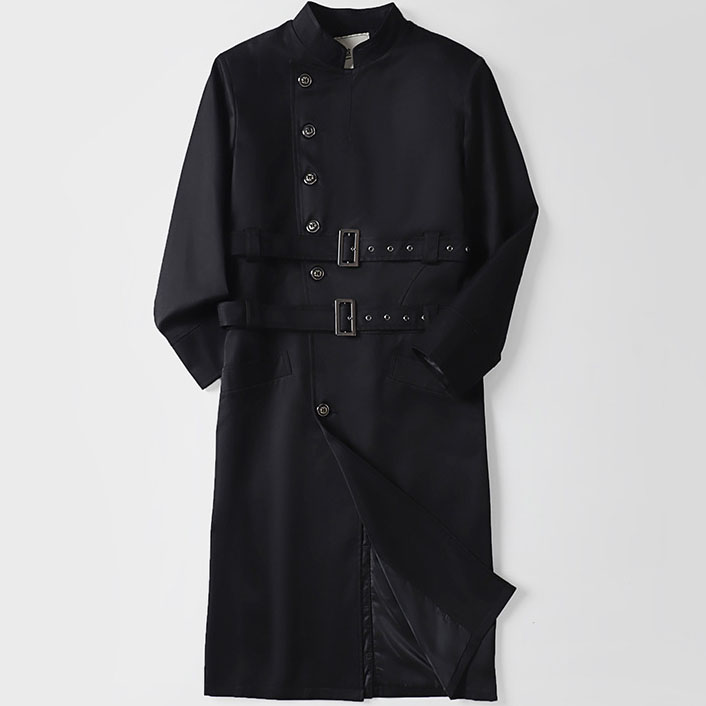 Plus Size Men’s Classic Double Strap Buttoned Long Overcoat - Image 8